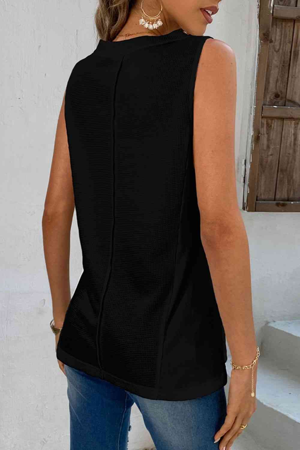 Buttoned V-Neck Tank